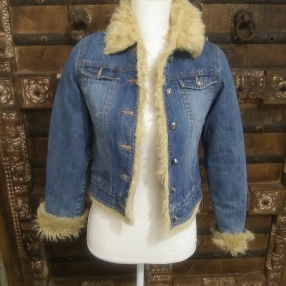 GILS JEAN FUR JACKET SIZE 10/12 - Picture 3 of 4